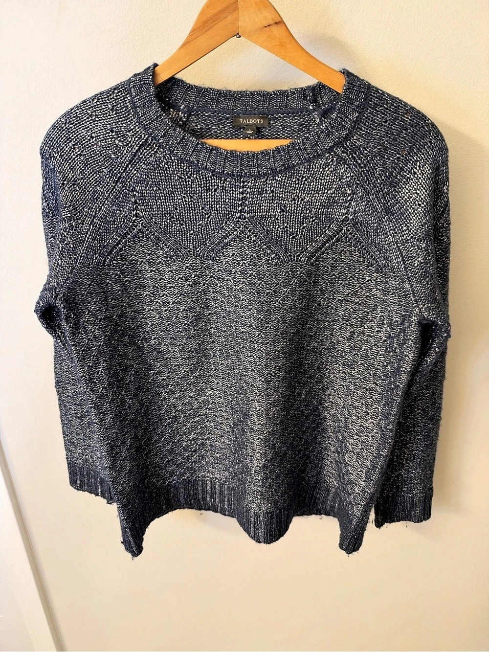 Talbots Geometric Knit Sweater in Black & White Size Large